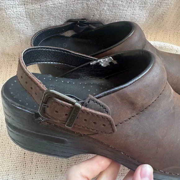 Dansko brown leather clogs sling back 39 - Picture 4 of 5